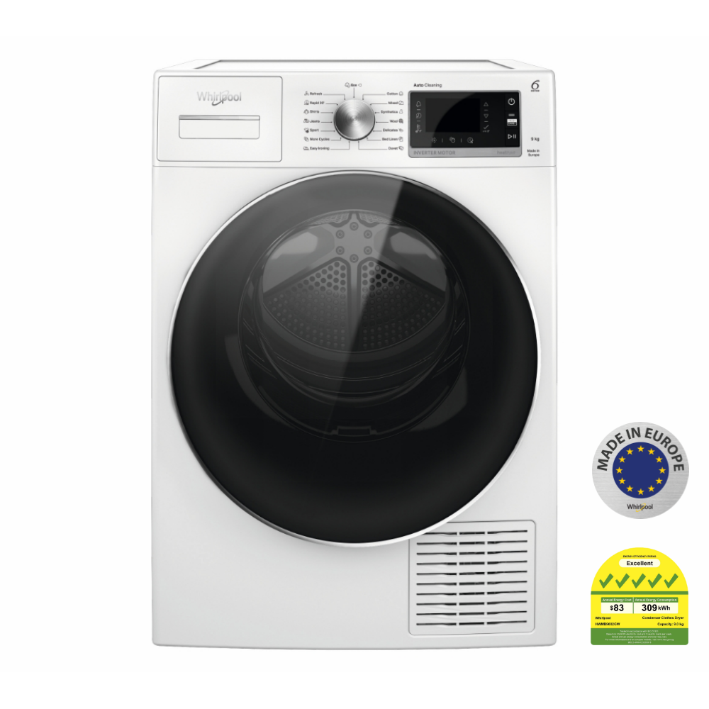 Freshcare+ 9kg Auto Clean Heat Pump Dryer - Whirlpool Singapore