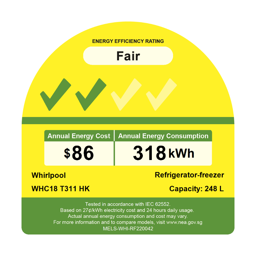 1.8M BuiltIn Fridge Freezer Whirlpool Singapore